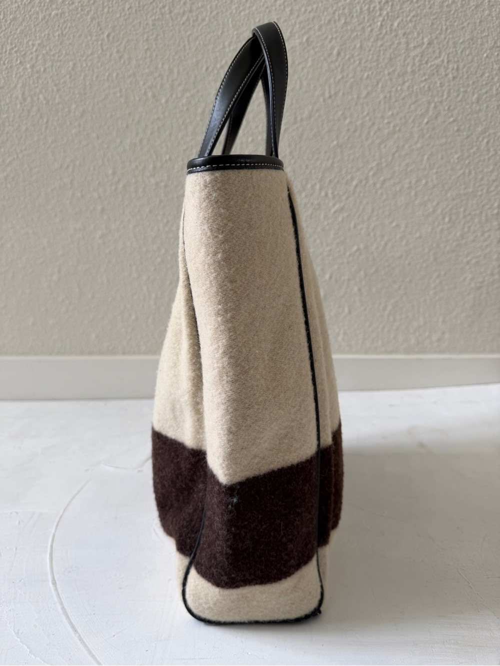 Coach Tote Bag Wool Ivory Brown Bag Top Leather Top Handles - Picture 5 of 12